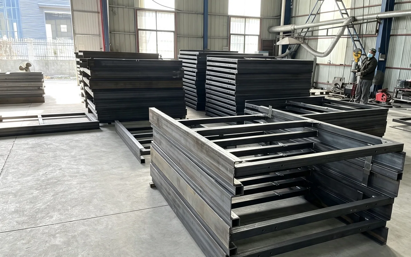 Steel frame welding and fabrication work inside Betterway workshop