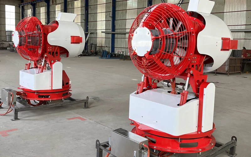 Fine water mist turbine fire cannon units in Betterway workshop